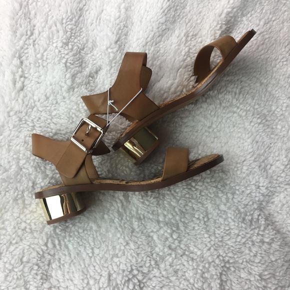 NEW! Sam Edelman Trixie sandals cognac gold heel - Picture 4 of 8